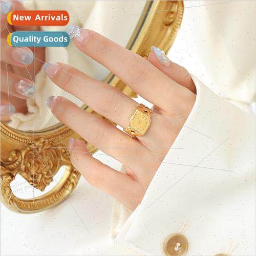 Roman clock Brass ring hip hop retro nd ins niche index fing