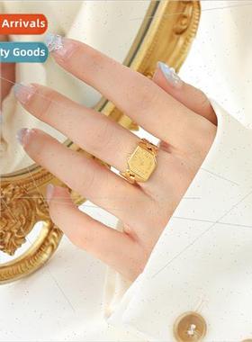 Roman clock Brass ring hip hop retro nd ins niche index fing