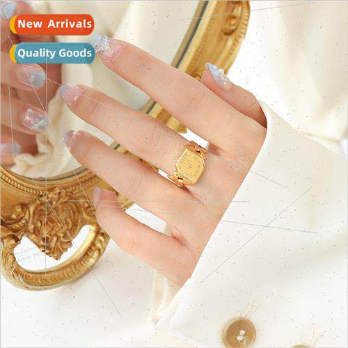 Roman clock Brass ring hip hop retro nd ins niche index fing