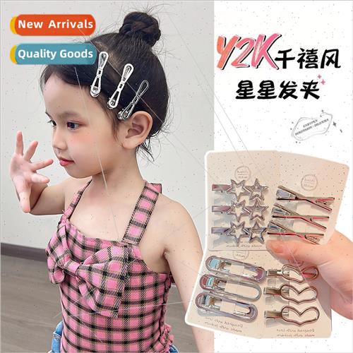 Children silver hair clips broken hair ltle girl 2023 new ba