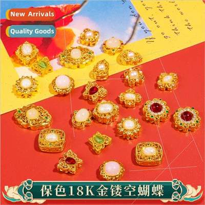 Protective color gold hollow butterfly inlaid zirconia space