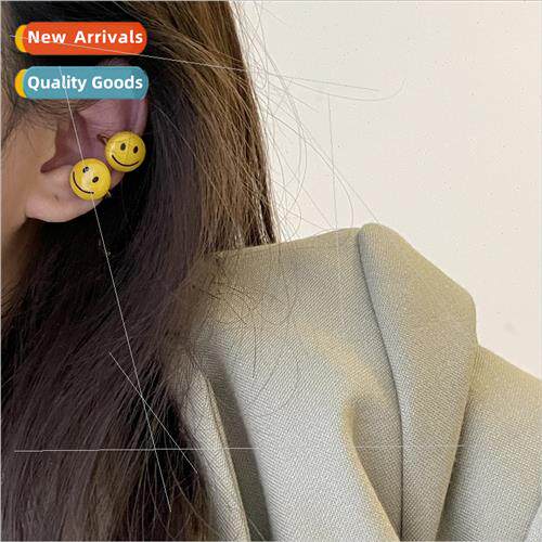 new yellow smiley face whout ear holes ear bone clip niche f