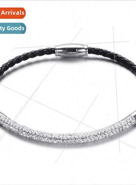 Europe tide men stainless steel  set double rows diamonds co