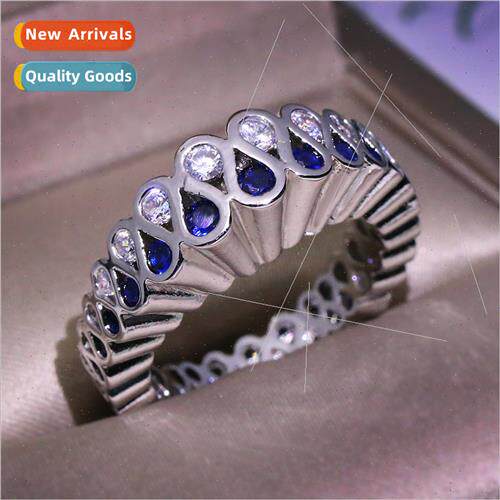 Europe new women set zirconia sapphire ring fashion charm la