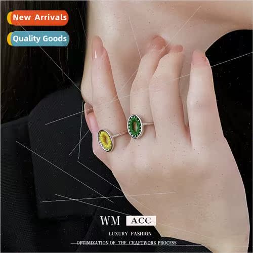 Skeleton oval colorful wool opening ring autumn winter simpl