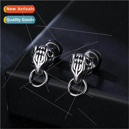 Stainless steel casting god beast earrings male simple earri