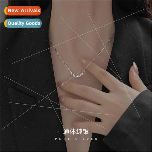 S925 silver gold-plated simple inlaid zirconia smile necklac