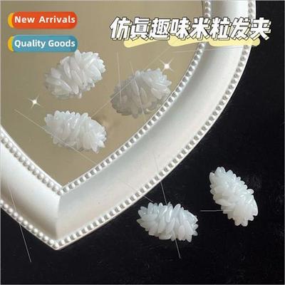 Rice grain pins simulation food hair clips cute girls match