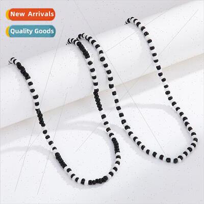 Handmade beaded modern black whe necklace women choker Europ