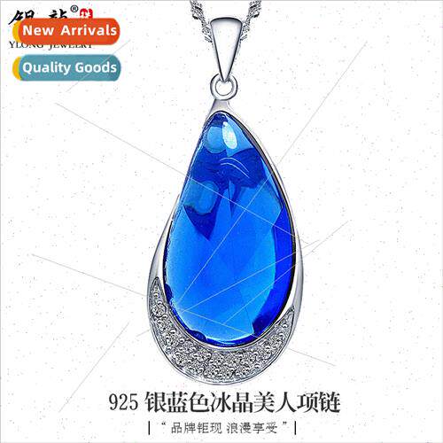 s925 silver ladies necklace ice crystal beauty collarbone ch