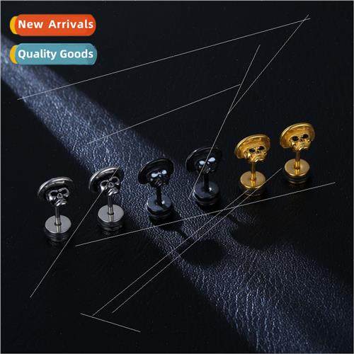 316L skull straw hat stainless steel earrings hip-hop castin