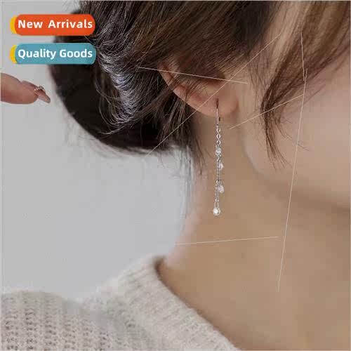 niche C-shaped tassel zirconia earrings ear wire earrings fe