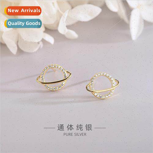 s925 silver Korea diamond planet earrings nd fashion hollow