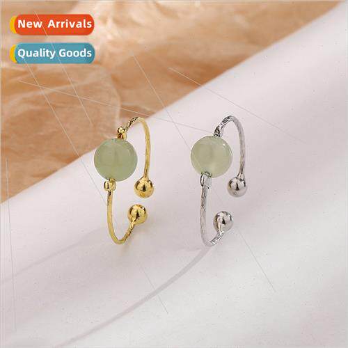 ring female vintage good luck round bead jade index finger r