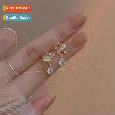 Cat Eye Butterfly Love Drop Zirconia Earrings Female che Ear