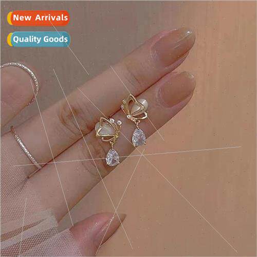 Cat Eye Butterfly Love Drop Zirconia Earrings Female che Ear