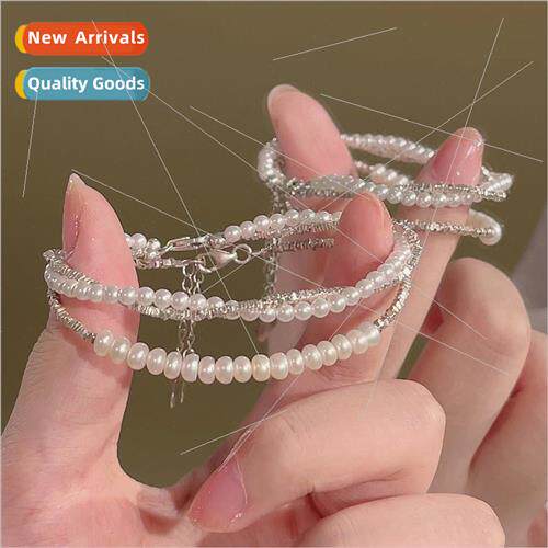 New ins silver crushed silver pearl bracelet niche simple in