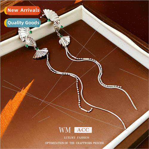 Zirconia fan chain tassel ear clips metal ear bone clip fash