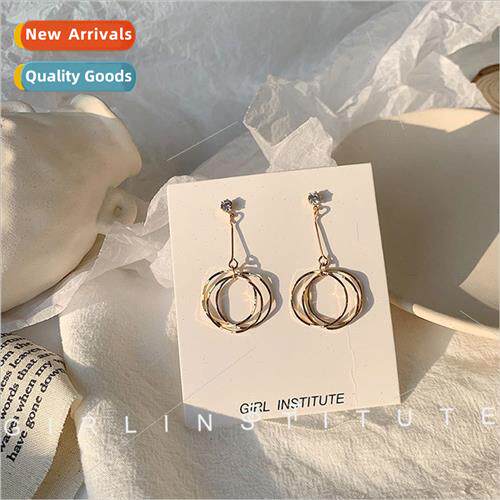 适用round face earrings female 2023 new tide Koreathin long