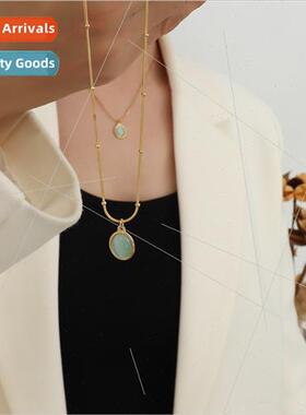 French vintage niche hundred wh gold collarbone chain cat ey