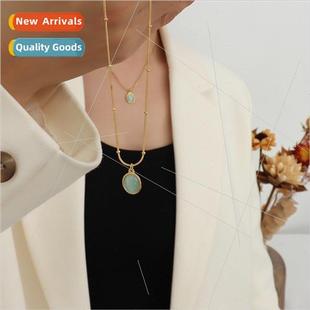 French vintage niche hundred wh gold collarbone chain cat ey