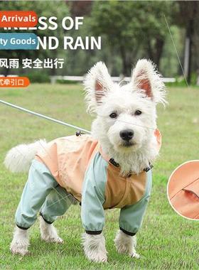 Towable puppy dog four-legged raincoat waterproall-inclusive