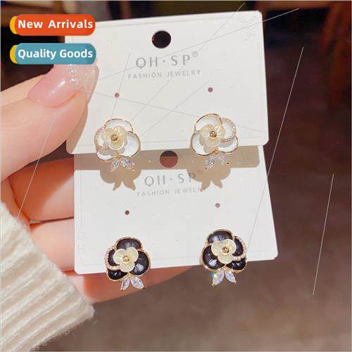 Camellia earrings niche oil drop flower earrings high fashio