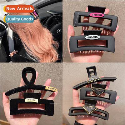 Black Flocking Large Grab Clip Letter mple Hair Grab Fashion