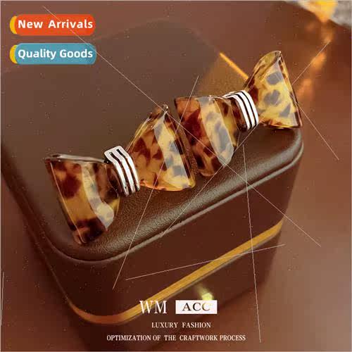 lver Needle Acetate Leopard Bow Earrings Europe Fashion Earr