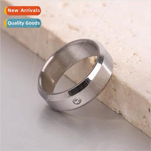 Korea Ins simple student single diamond ring stainless steel