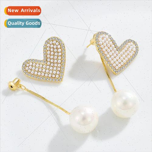 Spring love S925 silver pin earrings earrings drop dual-use