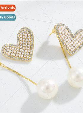 Spring love S925 silver pin earrings earrings drop dual-use