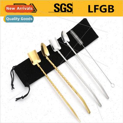 304 Straw Spoon Creative Coffee Juice Stirring Spoon One Sho