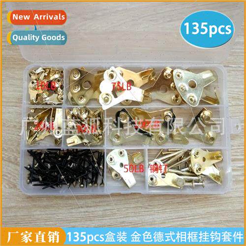 Metal Copper Cap Hanging Picture Hooks 135pcs Boxed Gold Ger