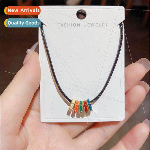 Hundreds niche vintage colorful enamel circle necklace drip