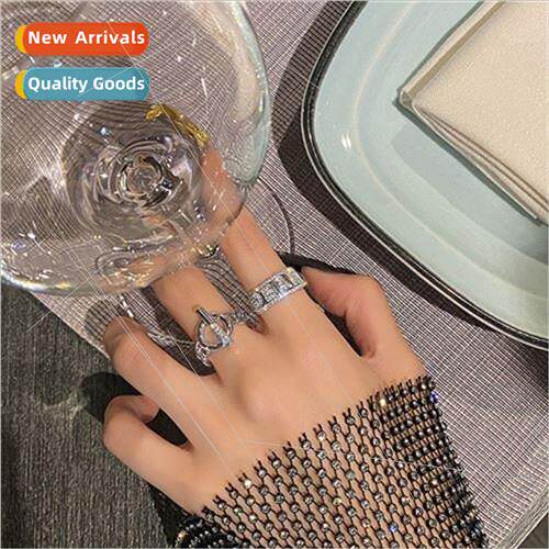 Europe vintage sense simple minimalist open T buckle ring fe