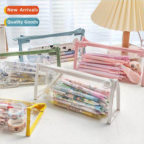 Simple transparent pencil bag students large capacity statio