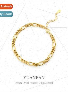 925 silver Figaro Chain Bracelet Women ins Europe cold wind