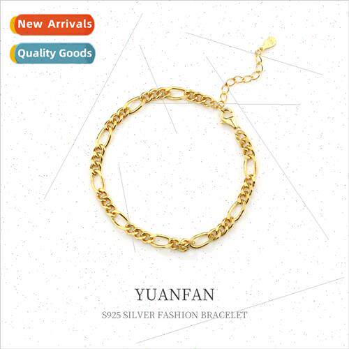 925 silver Figaro Chain Bracelet Women ins Europe cold wind