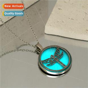 Europe accessories dragonfly luminous round pendant necklace