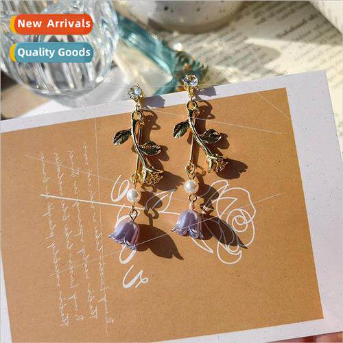 spring purple bell orchid earrings HK retro tulip flower ear
