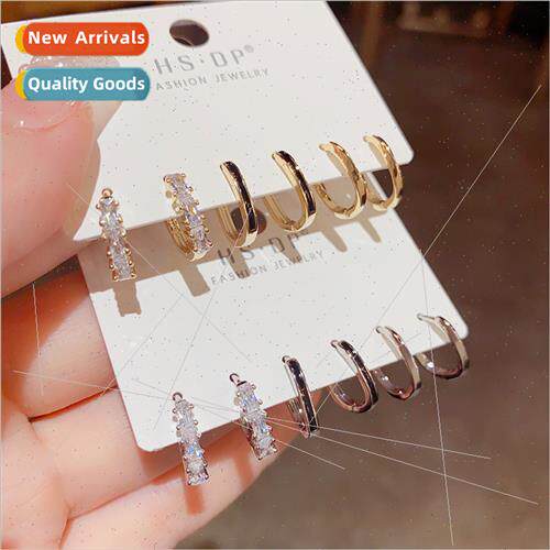 Koreasimple zirconia oil drop earring clasp combination nich