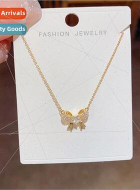 Mori sweet simple zirconia bow necklace collarbone chain nic