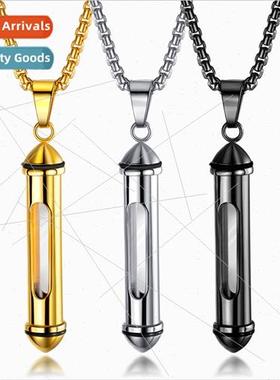 Men Classic Cylinder Openable Tanium Perfume Bottle Pendant