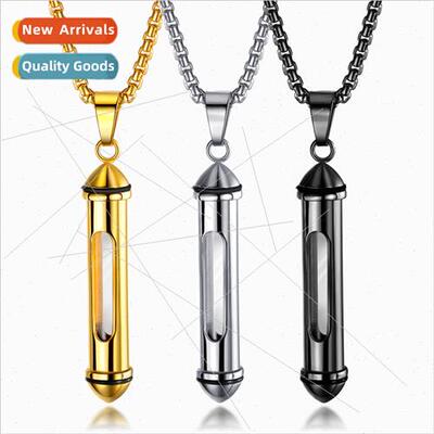 Men Classic Cylinder Openable Tanium Perfume Bottle Pendant