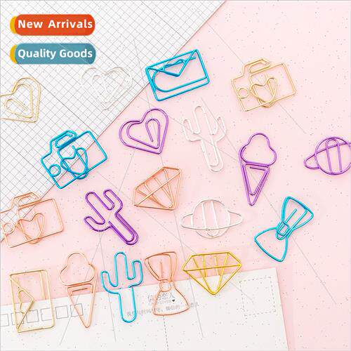Cartoon cute colorful metal paper clips适用students with sha