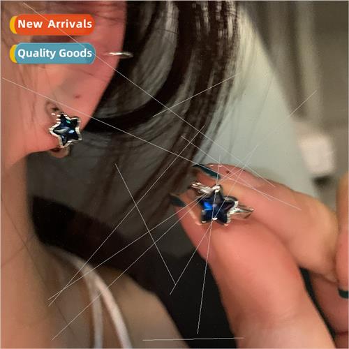 A glance at heart blue star earrings female 2023 new -circle