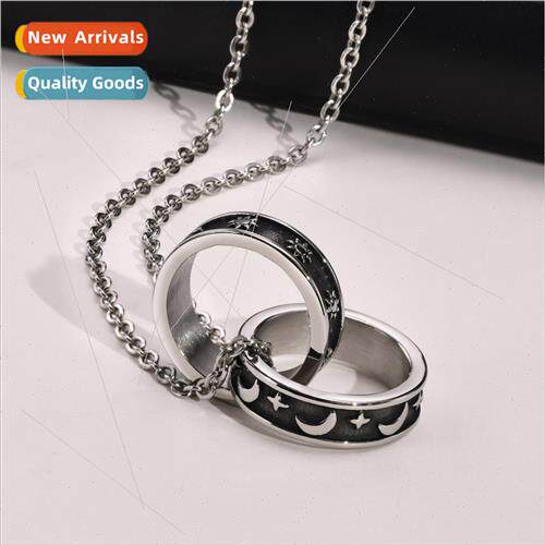 2024 New Star Ring Necklace Men Hip Hop Sun Moon Fashion Dou