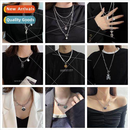 OT necklace new wave sweater chain female bear flower love p