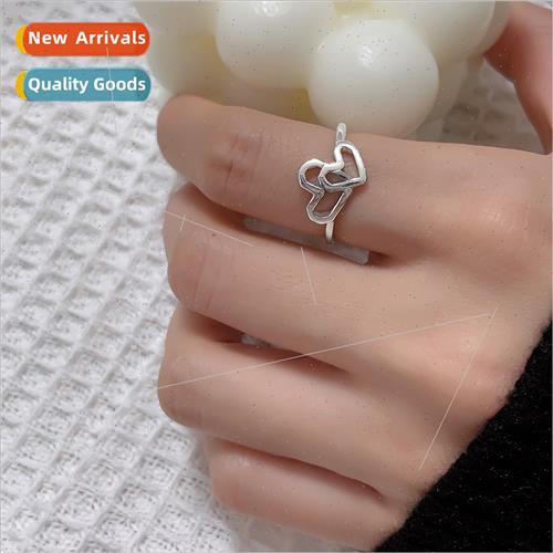 Double hearts connected open index finger ring适用girlfriend